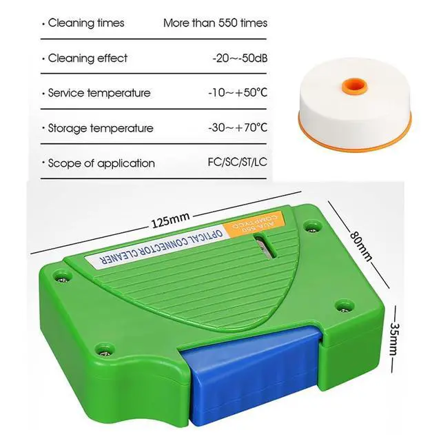 Alt view image 6 of 6 - Optical Fiber Cleaning Tools with Cleaning Cassette for FC SC ST LC MU Connectors, 1.25mm/2.5mm Fiber Cleaner Pens, Cleaning Swabs Wipes (MK-201)