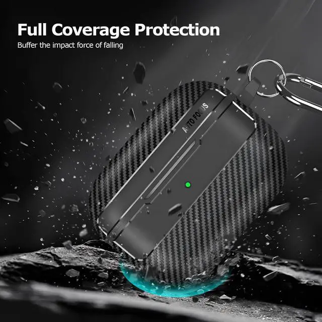 Alt view image 2 of 7 - Carbon Fiber Texture Design Protective Cover for AirPods Pro 3 Case, Shockproof Hard Shell for AirPod Pro 3 Case, Stylish and Durable Cover for Men/Wome (USB-C Cable)