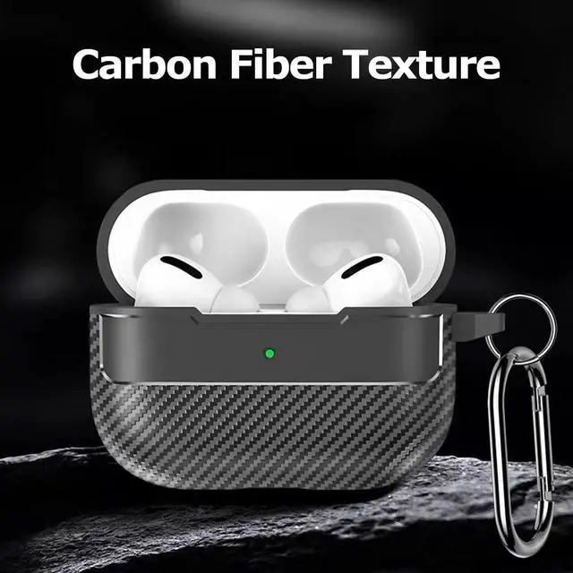 Alt view image 3 of 7 - Carbon Fiber Texture Design Protective Cover for AirPods Pro 3 Case, Shockproof Hard Shell for AirPod Pro 3 Case, Stylish and Durable Cover for Men/Wome (USB-C Cable)