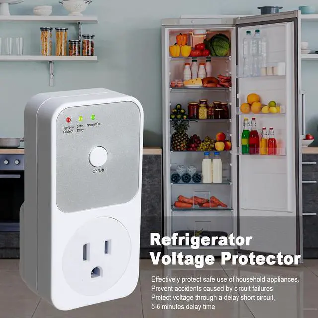 Alt view image 4 of 6 - Refrigerator Voltage Protector, 120VAC 15A Single Outlet Surge Socket Protector for Refrigerator, TV, PC, Home Appliance with Delay Circuit (Max, 1800W)