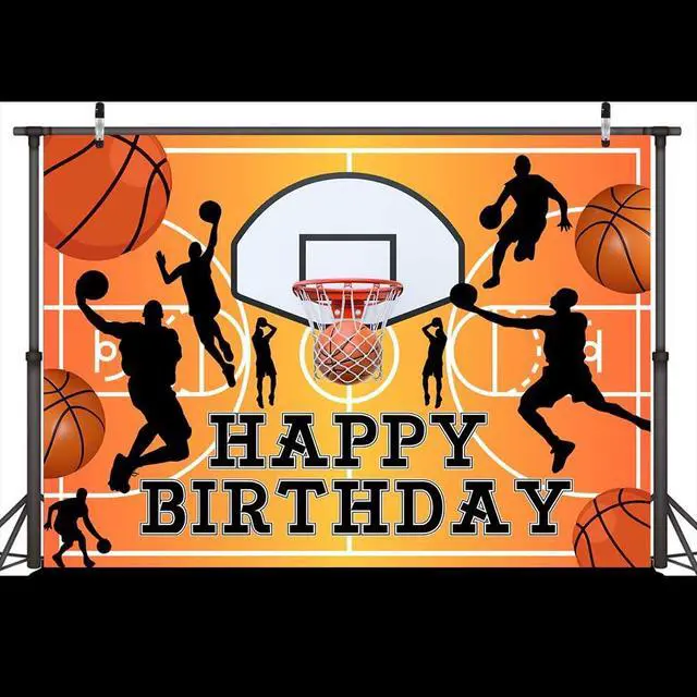 Alt view image 5 of 7 - 10X8ft Basketball Happy Birthday Backdrop Banner Boy Basketball Sport Theme Party Happy Birthday Home Indoor Banner Sports Theme Photography Background