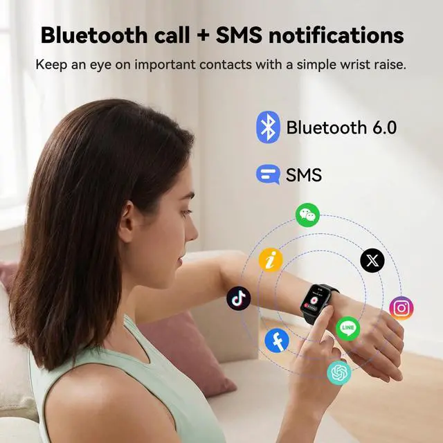 Alt view image 7 of 7 - AI Chat Assistant,Smart Watch for Men Women,Translator Watch,Fitness Tracker with Heart Rate & Sleep Monitor,Answer/Make Call, 1.95" Touchsreen,100+Sport Modes,Smartwatch for iPhone/Samsung/Android