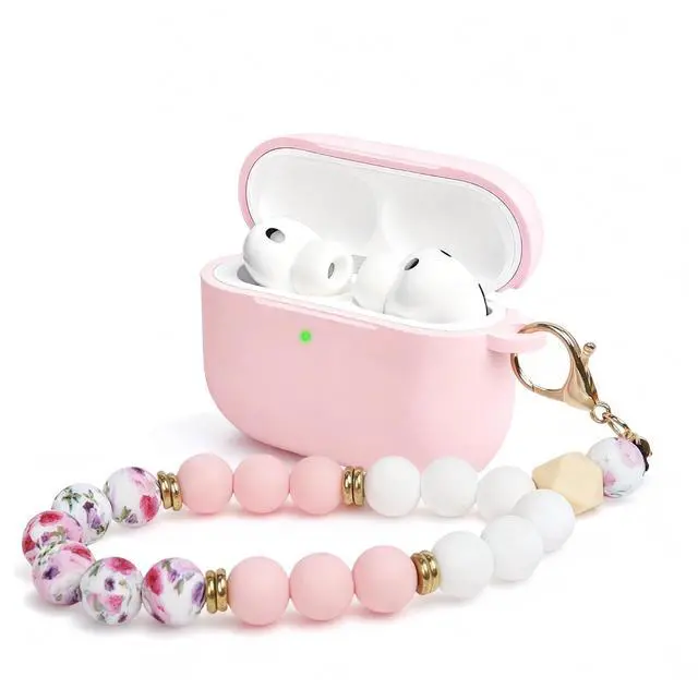 Main image of Full-Coverage dustproof Design for AirPods Pro 3 Case Cover with Cleaner Kit, Soft Silicone Cover for AirPods Pro 3rd Generation Comes with Keychain,Pink Marble Texture