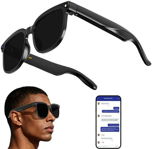 Main image of Smart Glasses with Camera, 8MP HD Anti-Shake Camera Glasses, 1080P Video Recording Dual Mic Sunglasses, Real Time Translation, Built-in ChatGPT Voice Assistant, Open-Ear Audio for Travel&Outdoor