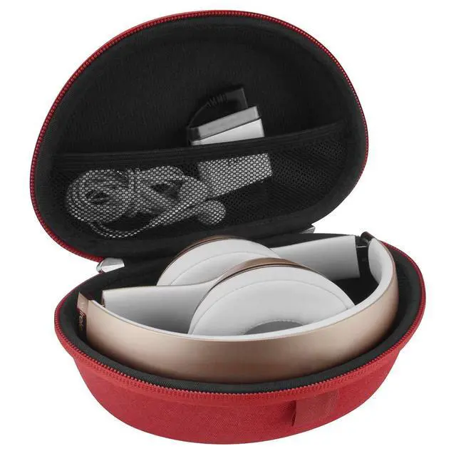 Alt view image 3 of 7 - Shield Headphones Case Compatible with Beats Solo HD/4/3/2/ Pro Wireless Case, Replacement Hard Shell Travel Carrying Bag with Cable Storage (Red)