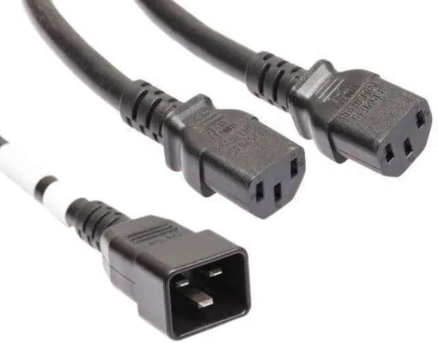 Main image of IEC C20 to 2X C13 Splitter Power Cord - 200~250V 12AWG 20A to Dual 14AWG 15A Heavy Duty Y Cable for Bitmain Antminer S19, L7, D7, KS3, KA3 U/L Certified (8 Feet)