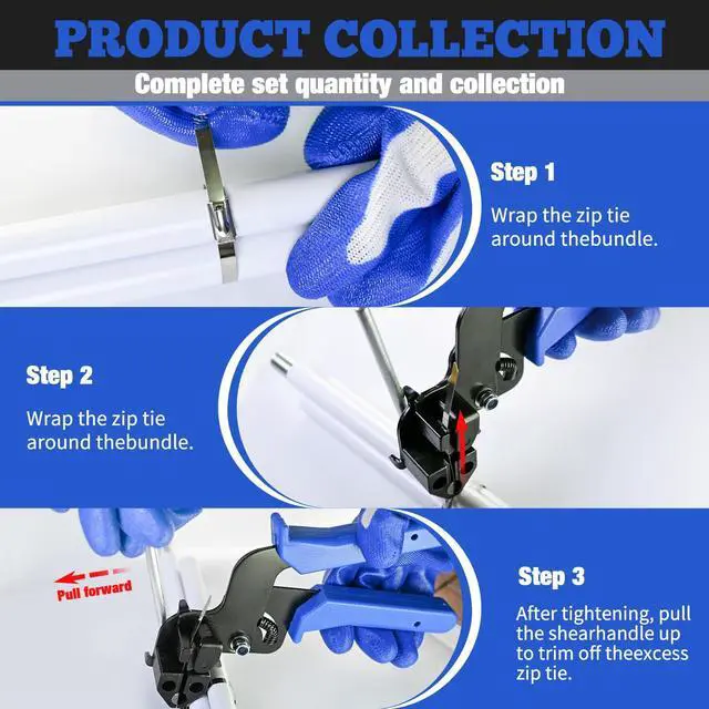 Alt view image 7 of 7 - Metal Zip Ties with Stainless Steel Cable Tie Gun, Special Tool For Fastening and Cutting Steel Zip Ties, 50 Each of 8, 12, 16 Inch Uv Resistant chain link fence Parts For Fence Exhaust Pipe Outdoor