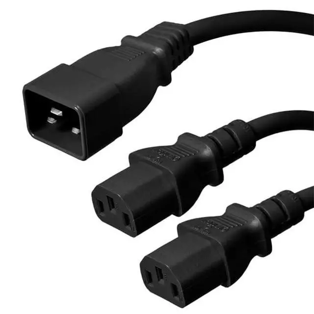 Alt view image 3 of 3 - IEC C20 to 2X C13 Splitter Power Cord - 200~250V 12AWG 20A to Dual 14AWG 15A Heavy Duty Y Cable for Bitmain Antminer S19, L7, D7, KS3, KA3 U/L Certified (8 Feet)