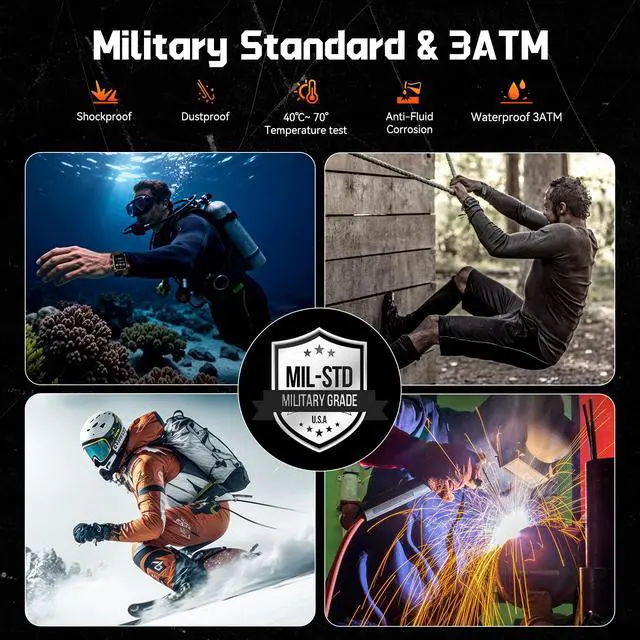 Alt view image 2 of 6 - Military Smart Watches for Men (Answer/Make Call) 1.96" HD Big Screen | Rugged Tactical Smartwatch with LED Flashlight/880mAh/3ATM Waterproof/HR/Sleep Monitor, Fitness Tracker for iPhone Android