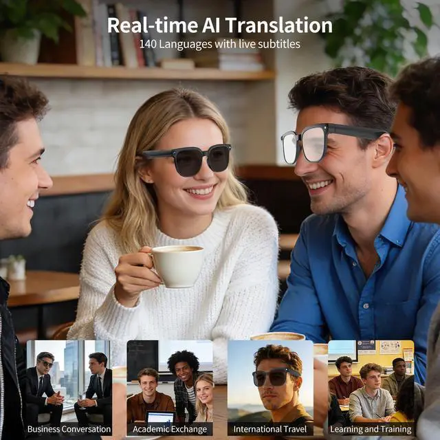 Alt view image 6 of 6 - Smart Glasses with Camera, 8MP HD Anti-Shake Camera Glasses, 1080P Video Recording Dual Mic Sunglasses, Real Time Translation, Built-in ChatGPT Voice Assistant, Open-Ear Audio for Travel&Outdoor