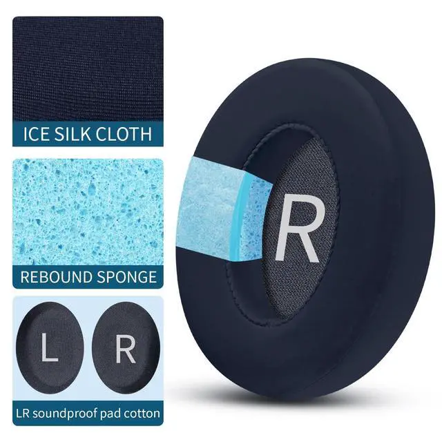 Alt view image 3 of 6 - Replacement Cooling-Gel Earpads for Bose Noise Cancelling Headphones 700 (NC700) - Ice-Silk Fabric, Memory Foam for Ultimate Comfort - Blue