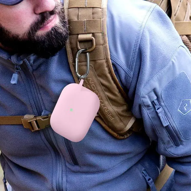 Alt view image 6 of 6 - Full-Coverage dustproof Design for AirPods Pro 3 Case Cover with Cleaner Kit, Soft Silicone Cover for AirPods Pro 3rd Generation Comes with Keychain,Pink Cloud Charm