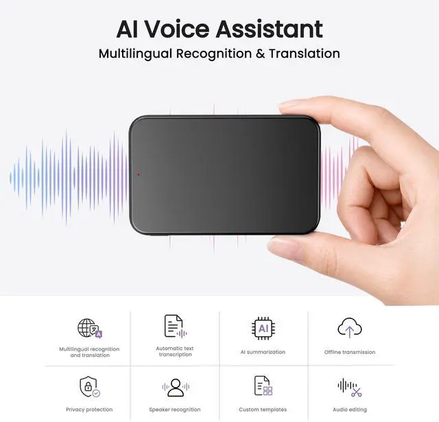 Alt view image 2 of 7 - Note AI Voice Recorder Transcribe & Summarize for Classroom Records | 1200 AI Minutes/Month, No Subscription, 40H Recording, Dual ECM Mics, Notion Sync for Meetings Lectures Interviews