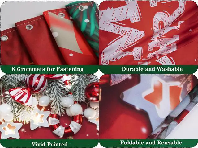 Alt view image 2 of 6 - Lordearon Christmas Garage Door Banner Decoration Large Christmas Garage Cover for Indoor Outdoor Holiday Party Supplies, Red Ornaments Backdrop Sign 6X13 FT