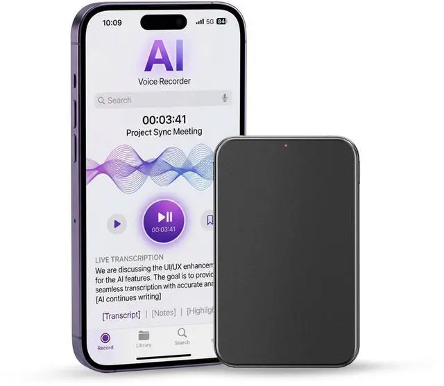 Main image of Note AI Voice Recorder Transcribe & Summarize for Classroom Records | 1200 AI Minutes/Month, No Subscription, 40H Recording, Dual ECM Mics, Notion Sync for Meetings Lectures Interviews
