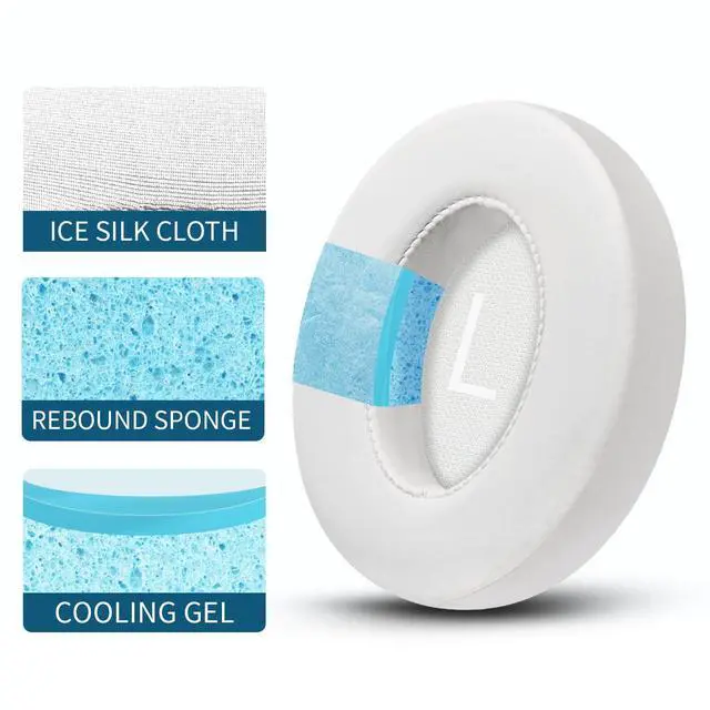 Alt view image 3 of 6 - Replacement Cooling-Gel Earpads for Bose Noise Cancelling Headphones 700 (NC700) - Ice-Silk Fabric, Memory Foam for Ultimate Comfort - White