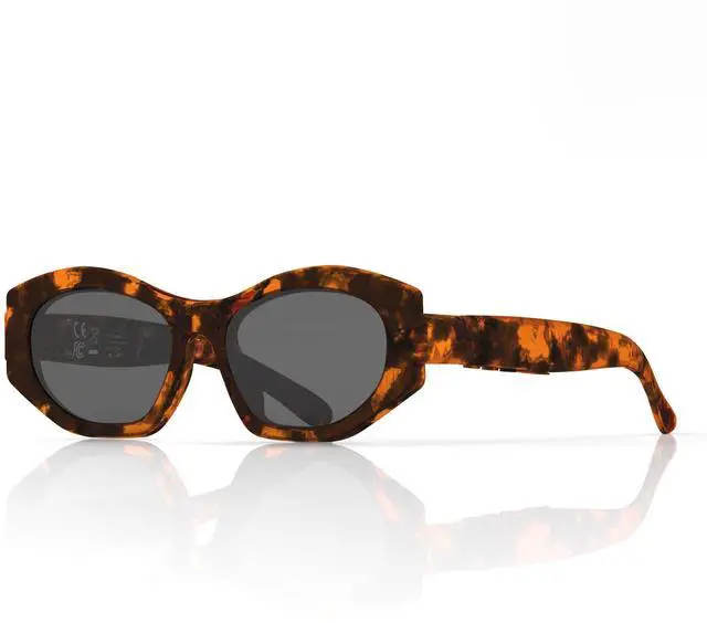 Main image of Women's Vintage Smart Bluetooth Glasses with Built-in Mic Comfortable UV400 or Clear Lenses 10+ Hour Battery, Listen to Music Take Calls & Voice (Tortoise Yellow Frame Gray Lens)