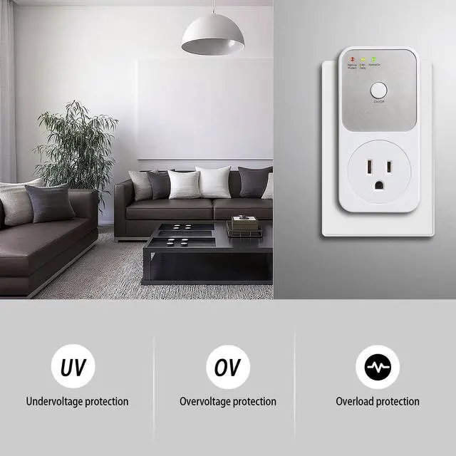 Alt view image 3 of 6 - Refrigerator Voltage Protector, 120VAC 15A Single Outlet Surge Socket Protector for Refrigerator, TV, PC, Home Appliance with Delay Circuit (Max, 1800W)