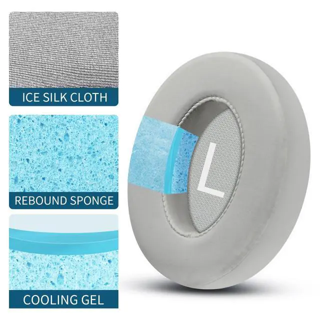 Alt view image 4 of 6 - Replacement Cooling-Gel Earpads for Bose Noise Cancelling Headphones 700 (NC700) - Ice-Silk Fabric, Memory Foam for Ultimate Comfort - Light Grey