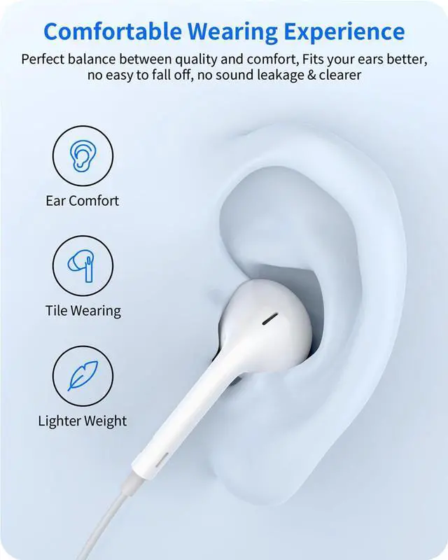 Alt view image 6 of 7 - 2 Packs Wired Earbuds Headphones for iPhone with Built-in Mic & Remote | Plug & Play HiFi Stereo Nosie Reduction Earphone Compatible with iPhone 14/13/12/11/XR/XS/X/8/7/SE Support All iOS System