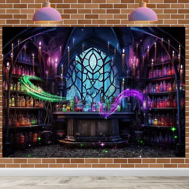 Main image of Halloween Mad Scientist Lab Backdrop 10x8FT Spooky Chemistry Laboratory Magic Witch Background Halloween Party Decorations Supplies Photo Props