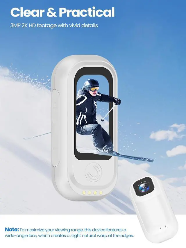 Alt view image 5 of 7 - 2K Wearable Mini Body Camera Thumb POV Loop Recording | Thumb-Sized Action Cam, 1.47" LCD, 64G SD & 1800mAh Charging Case, Outdoor Riding,Helmet Bike Motorcycle White