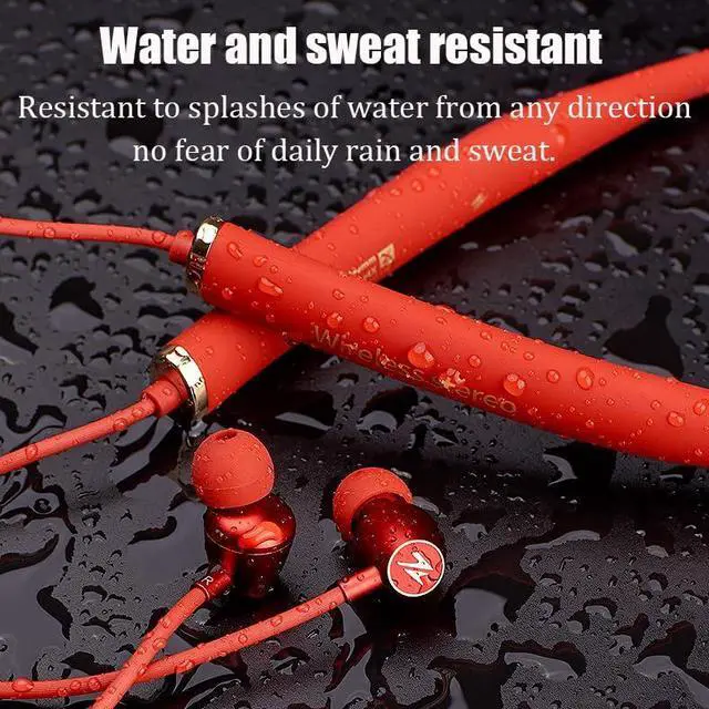 Alt view image 4 of 6 - Red Neckband Bluetooth Headphones Immersive Bass 18H Playtime Waterproof Around The Neck Headphones in Ear Headset for Home, Traveling, Outdoor, Business Trips QCC3024