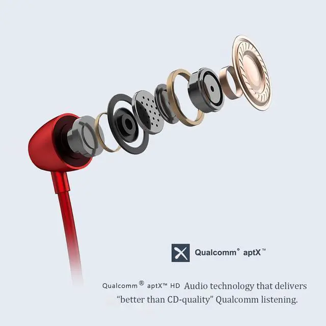 Alt view image 5 of 6 - Red Neckband Bluetooth Headphones Immersive Bass 18H Playtime Waterproof Around The Neck Headphones in Ear Headset for Home, Traveling, Outdoor, Business Trips QCC3024