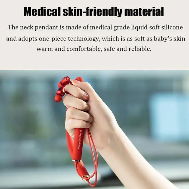 Alt view image 6 of 6 - Red Neckband Bluetooth Headphones Immersive Bass 18H Playtime Waterproof Around The Neck Headphones in Ear Headset for Home, Traveling, Outdoor, Business Trips QCC3024