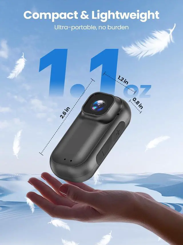 Alt view image 2 of 7 - 2K Wearable Mini Body Camera Thumb POV Loop Recording | Thumb-Sized Action Cam, 1.47" LCD, 64G SD & 1800mAh Charging Case, Outdoor Riding, Helmet Bike Motorcycle Black