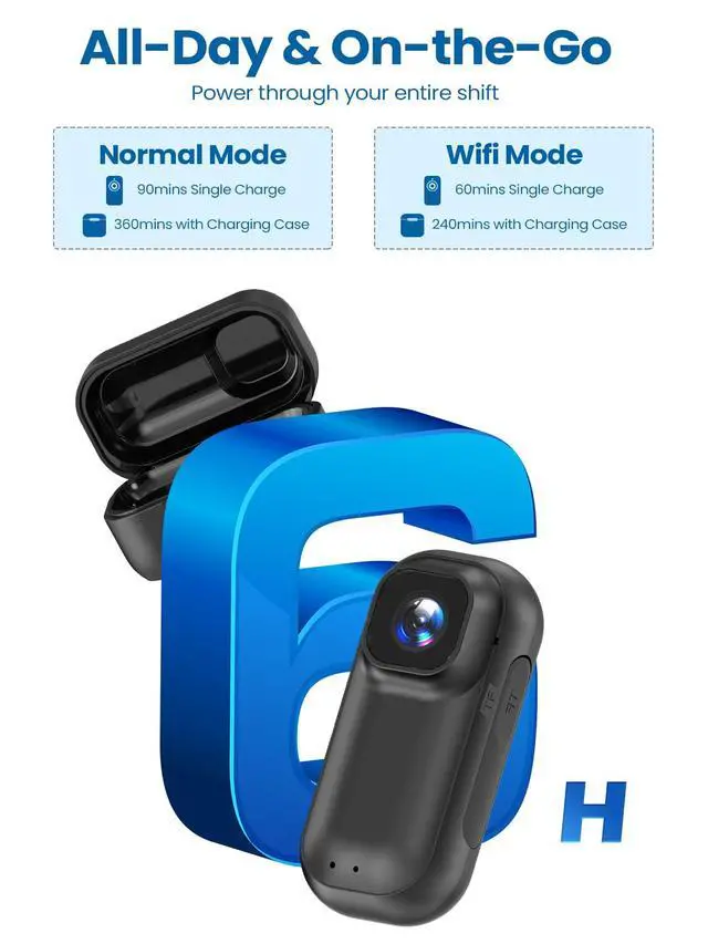 Alt view image 3 of 7 - 2K Wearable Mini Body Camera Thumb POV Loop Recording | Thumb-Sized Action Cam, 1.47" LCD, 64G SD & 1800mAh Charging Case, Outdoor Riding, Helmet Bike Motorcycle Black