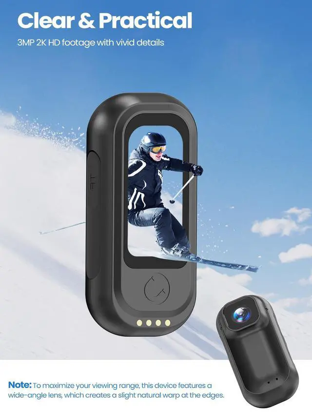 Alt view image 5 of 7 - 2K Wearable Mini Body Camera Thumb POV Loop Recording | Thumb-Sized Action Cam, 1.47" LCD, 64G SD & 1800mAh Charging Case, Outdoor Riding, Helmet Bike Motorcycle Black