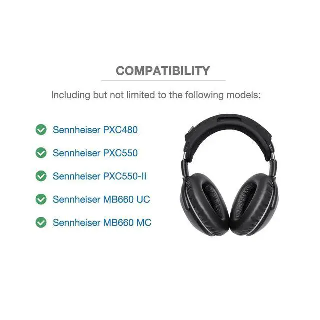 Alt view image 5 of 7 - Earpads Headband Cushion Cover Refresher Kit Compatible with Sennheiser PXC550, PXC 550-II, PXC480, MB660 UC, MB 660 MC Headphone, Protein Leather Replacement Ear Pads with Memory Foam
