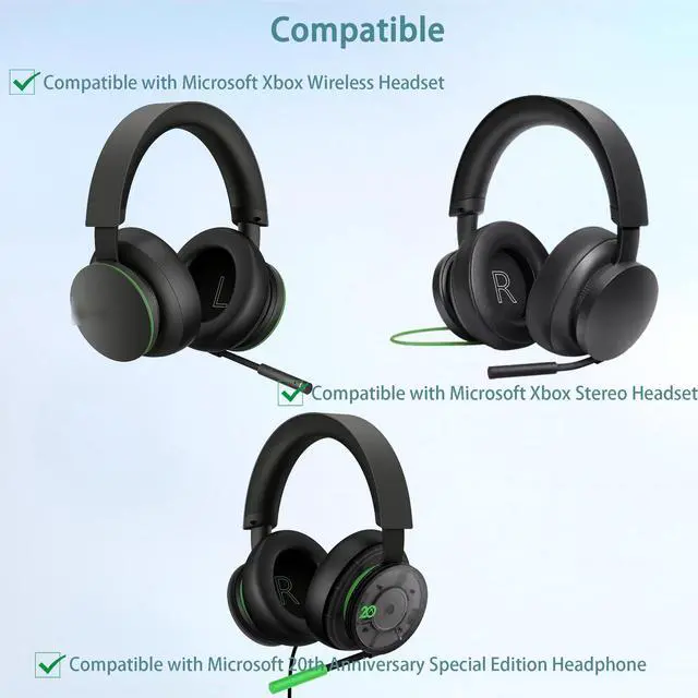 Alt view image 2 of 6 - Xbox Headset Earpads and Headband Cover Compatible with Microsoft Xbox Wireless Headset Xbox Stereo Headset 20th Anniversary Special Edition Headset(Protein Leather and Memory Foam Ear Cushions)