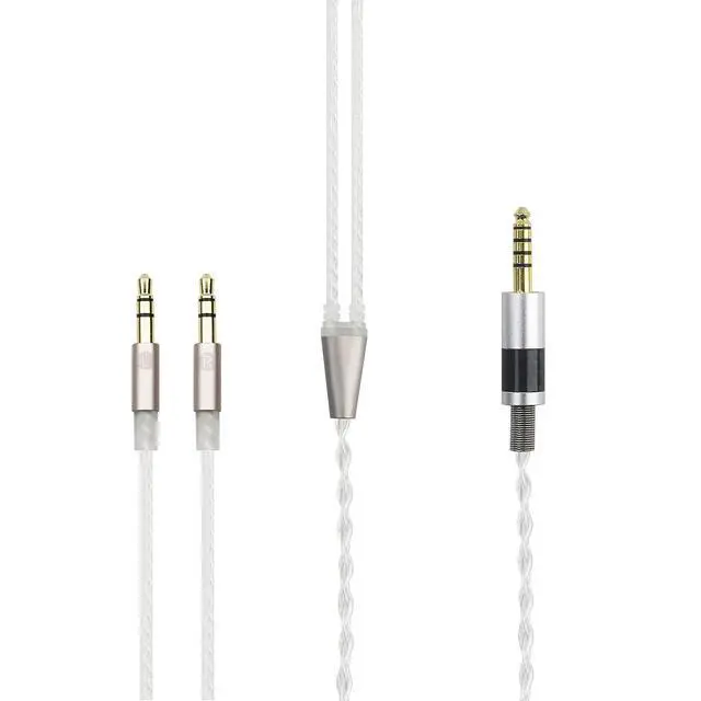 Alt view image 3 of 7 - 4.4mm Balanced Cable Replacement Upgrade Cable 6N OCC Copper Single Crystal Silver Plated Cord Compatible with Hifiman Sundara, Ananda, Arya, HE400SE, HE4XX, HE-400i Headphone (2x3.5mm Version)