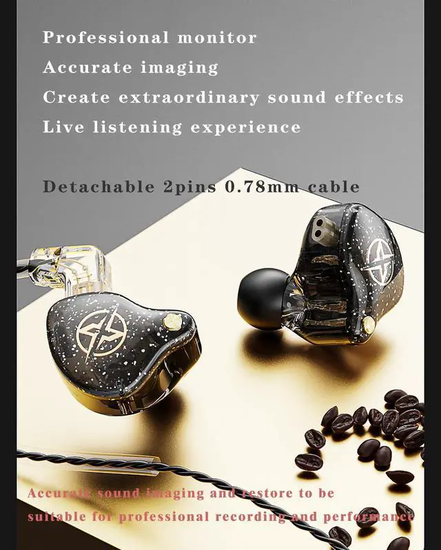 Alt view image 5 of 6 - DX2 in Ear Monitor Earphones,Superior Sound Wired Earbuds with Dynamic Dual Driver,Professional Sound Isolating Earphones for Singers/Drummers/Musicians with C pin Connector(White,No Mic)
