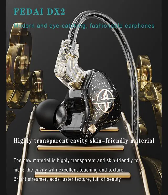 Alt view image 3 of 6 - DX2 in Ear Monitor Earphones,Superior Sound Wired Earbuds with Dynamic Dual Driver,Professional Sound Isolating Earphones for Singers/Drummers/Musicians with C pin Connector(White,No Mic)