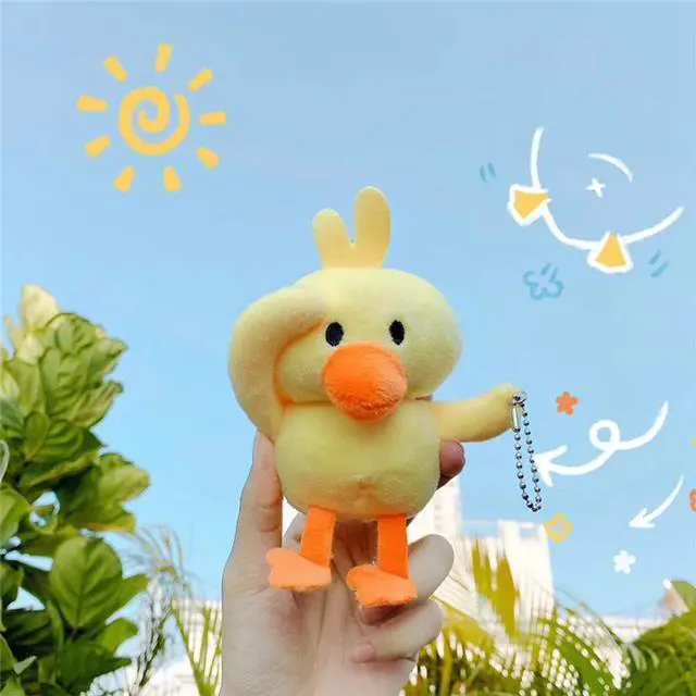Alt view image 4 of 7 - Fur Case for AirPods 1&2, Unique Cute 3D Cartoon Fluffy Plush Duck Design Funny for AirPods Cover Case with Keychain Protective Case for AirPods 1&2 Duck Orange