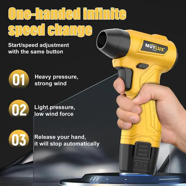Alt view image 3 of 6 - Led Air Duster, Mini Compressed Air Duster, 135000RPM Power Electric Air Duster Hand Held, Breeze Electric Blowers with Led, Cordless Dust Blower for Computer, Keyboard, House, 2 Batteries