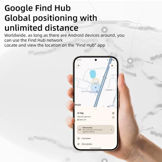 Alt view image 2 of 7 - Google Find Hub Tracker for Android, Global GPS Locator with UWB Radar, Air Tags-4 Pack, 2-Year Battery, IP65 Waterproof - Find Keys/Wallets Effortlessly (Android)