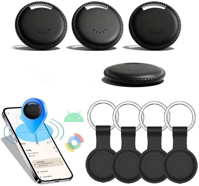 Main image of Google Find Hub Tracker for Android, Global GPS Locator with UWB Radar, Air Tags-4 Pack, 2-Year Battery, IP65 Waterproof - Find Keys/Wallets Effortlessly (Android)