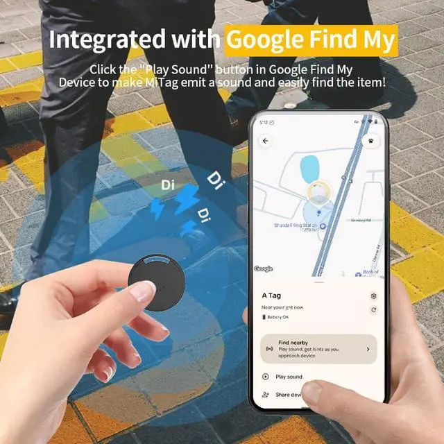 Alt view image 6 of 7 - Google Find Hub Tracker for Android, Global GPS Locator with UWB Radar, Air Tags-4 Pack, 2-Year Battery, IP65 Waterproof - Find Keys/Wallets Effortlessly (Android)