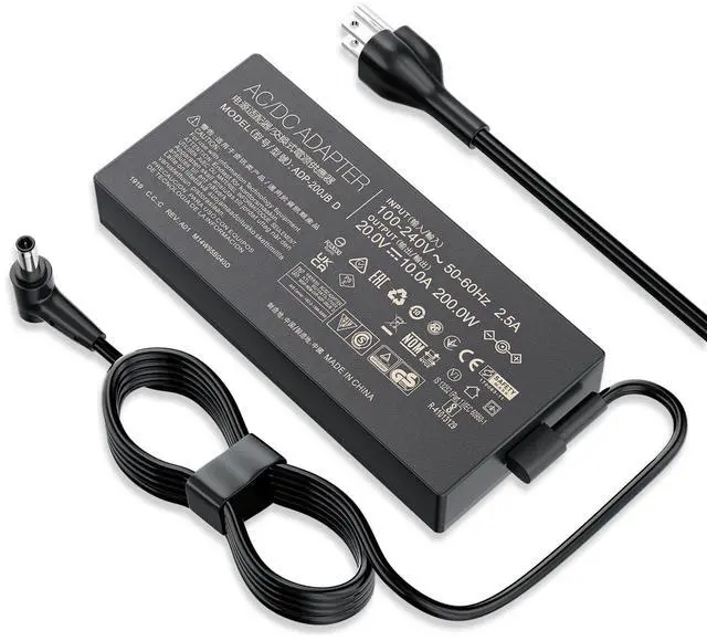 Main image of 200W Gaming Laptop Charger for Asus ROG Zephyrus Strix Zenbook TUF Dash | AC Adapter Replacement for Asus TUF A15 F15 F17, Strix G17 G513 G713 G731, ADP-200JB D, 20V 10A Round Tip Power Supply Cord