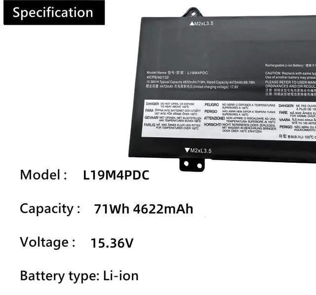 Alt view image 4 of 6 - L19L4PDC L19C4PDC L19M4PDC Laptop Battery Replacement for Lenovo Ideapad Yoga 7i 2020 2021 2022 7-14ITL5 7-15ITL5 7-14ACN6 7-14ARB7 Series 5B10Z26479 SB10Z26481 5B10Z26482