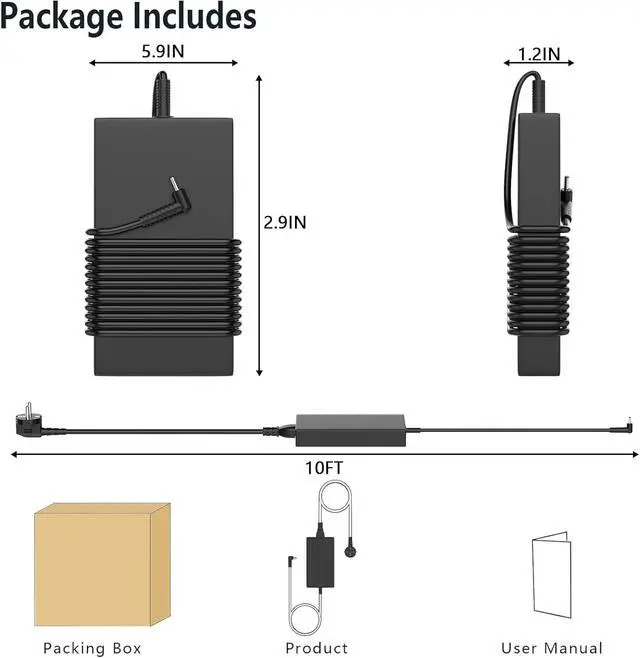 Alt view image 4 of 7 - 180W 240W Laptop Charger 4.5x3.0mm Compatible with MSI Thin | Fit for MSI Katana 15 HX GF75 GF65 GF63 GF75 Cyboyg 15 17 Thin GS66 Stealth Sword 15 17 17HX Gaming 15.6" Crosshair