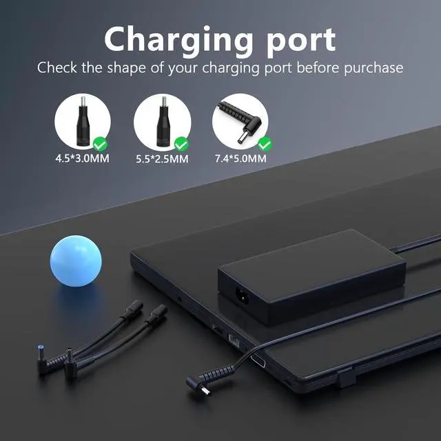Alt view image 5 of 7 - 180W 240W Laptop Charger 4.5x3.0mm Compatible with MSI Thin | Fit for MSI Katana 15 HX GF75 GF65 GF63 GF75 Cyboyg 15 17 Thin GS66 Stealth Sword 15 17 17HX Gaming 15.6" Crosshair