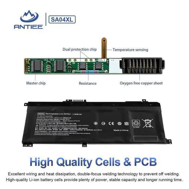 Alt view image 3 of 6 - SA04XL L43267-005 Battery for HP Envy X360 15-DR 15-DS 15M-DR 15M-DS 17-CG | 15-DR0XXX DR1XXX DS0XXX DS1XXX 15M-DS0XXX DS0011DX 15M-DR0XXX DR0011DX DR0012DX DR1012DX DR1011DX 17M-CG0013DX 55.67Wh