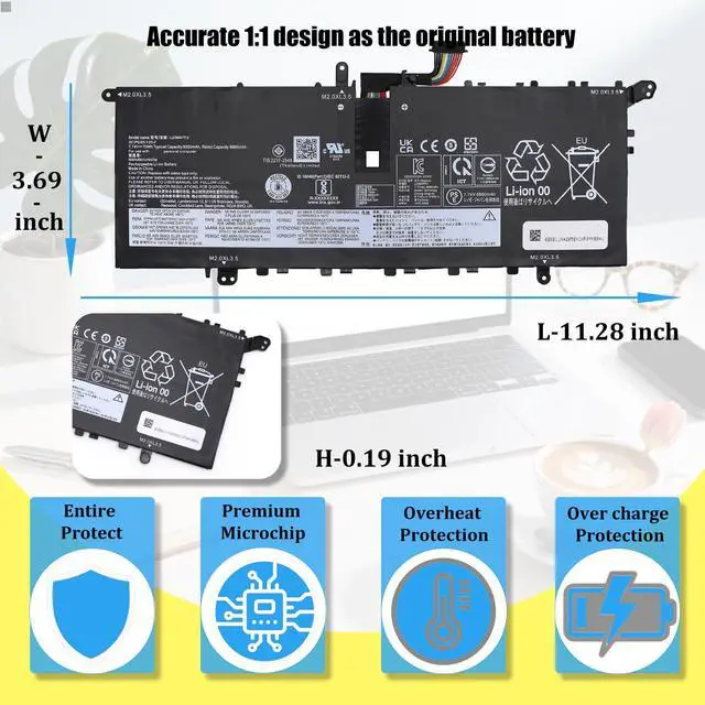 Alt view image 5 of 7 - L23M4PF2 Battery Replacement for Lenovo Yoga Slim 7 14Q8X9 | Laptop Battery L23C4PF2 SB11N42052 5B11N42051 SB11N42050 5B11N42049, 70Wh
