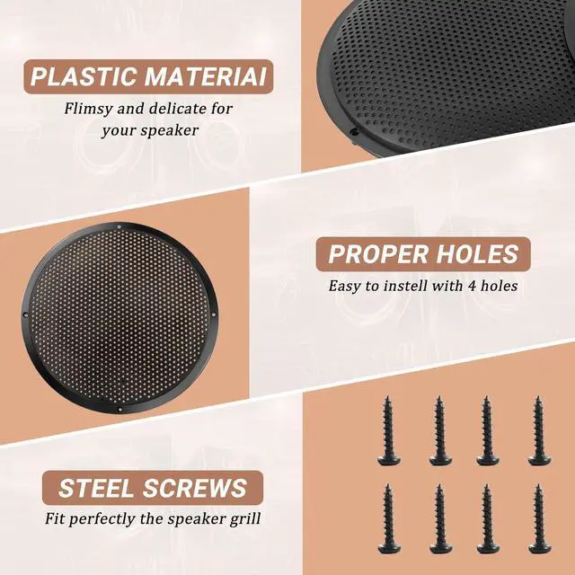 Alt view image 3 of 5 - 10'' Speaker Grill Cover 10 Inch Plastic Speaker Subwoofer Grill Cover for Car Speakers, Home Speakers