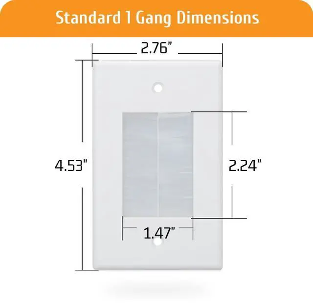 Alt view image 2 of 7 - Single Gang Wall Plate with Low Voltage Mounting Bracket, Bruh Wall Plate Cable Pass Through for HDMI, Coaxial, Ethernet, Speaker Cables and Wires, White, 12 Pack